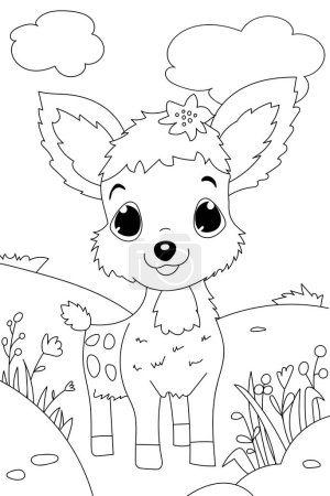 Téléchargez les illustrations : Livre à colorier pour les enfants dispose d'un peu de renne sur chaque page, parfait pour les enfants d'âge préscolaire - en licence libre de droit