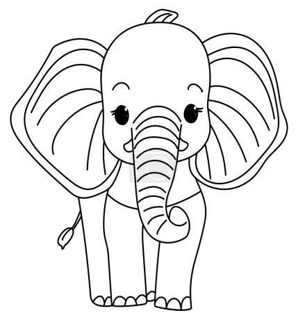 Téléchargez les illustrations : Elephant Coloring Page For Kids est un livre créatif pour la coloration - en licence libre de droit