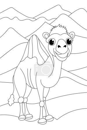 Téléchargez les illustrations : Camel Coloring Page For Kids est un livre créatif pour la coloration - en licence libre de droit