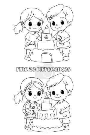 Illustration for Find 20 Differences In The Coloring Book. Is A Creative Task For Children - Royalty Free Image