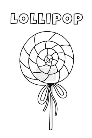 Illustration for Coloring With Thick Lines For The Little Ones, Lollipop Coloring Page - Royalty Free Image