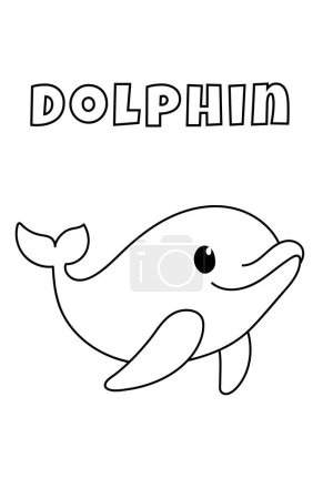 Illustration for Coloring With Thick Lines For The Little Ones, Dolphin Coloring Page - Royalty Free Image