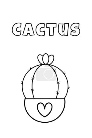 Illustration for Coloring With Thick Lines For The Little Ones, Cactus Coloring Page - Royalty Free Image