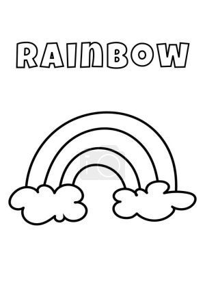 Ilustración de Colorear con líneas gruesas para los más pequeños, Página para colorear arco iris - Imagen libre de derechos