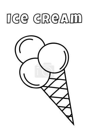 Illustration for Coloring With Thick Lines For The Little Ones, Ice Cream Coloring Page - Royalty Free Image