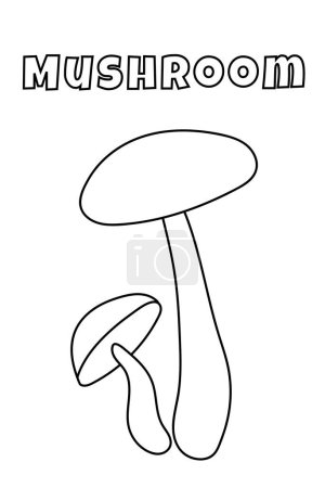 Illustration for Coloring With Thick Lines For The Little Ones, Mushroom Coloring Page - Royalty Free Image