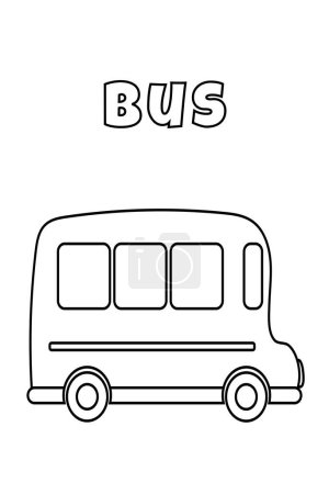 Ilustración de Colorear con líneas gruesas para los más pequeños, Página para colorear de autobús - Imagen libre de derechos