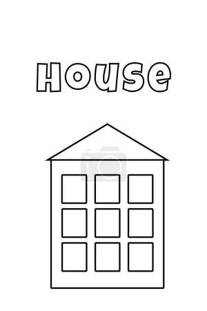Ilustración de Colorear con líneas gruesas para los más pequeños, Página para colorear de la casa - Imagen libre de derechos