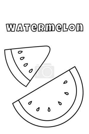 Illustration for Coloring With Thick Lines For The Little Ones, Watermelon Coloring Page - Royalty Free Image