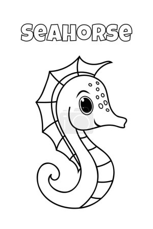 Téléchargez les illustrations : Livre à colorier pour enfants dispose d'une page hippocampe, parfait pour les petits à colorer - en licence libre de droit
