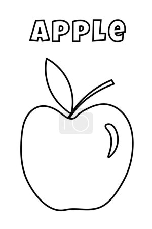 Illustration for Coloring With Thick Lines For The Little Ones, Apple Coloring Page - Royalty Free Image