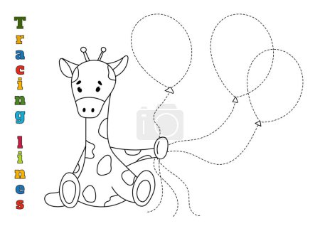 Illustration for Outline The Contours Of The Balls On The Worksheet For Tracing Lines, Suitable For Preschoolers Aged 4-6 Years - Royalty Free Image
