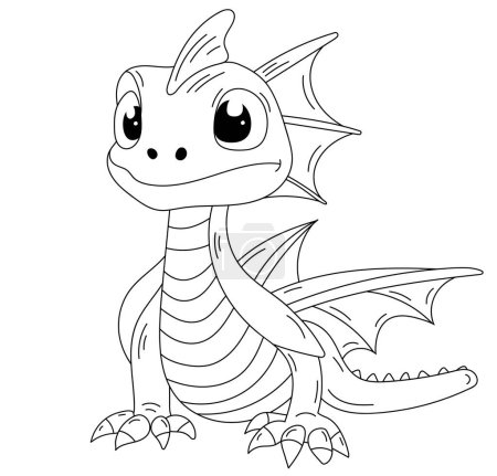 Página para colorear para niños - Lindo libro para colorear dragón es una actividad atractiva para los más jóvenes
