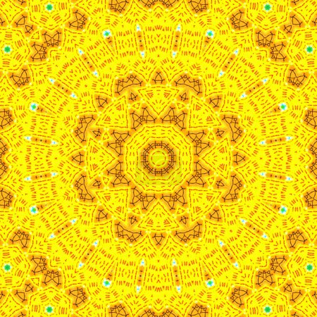 Téléchargez les photos : Fond jaune abstrait lumineux avec motif kaléidoscopique - en image libre de droit