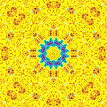 Téléchargez les photos : Fond jaune abstrait lumineux avec motif kaléidoscopique - en image libre de droit
