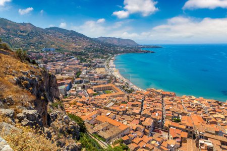 Photo for Aerial view of Cefalu in Sicily, Italy in a beautiful summer day - Royalty Free Image