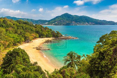 Photo for Panoramic aerial view of Laem Sing beach on Phuket island, Thailand in a sunny day - Royalty Free Image