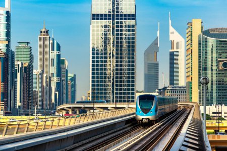 Photo for Dubai metro railway in a summer day in Dubai, United Arab Emirates - Royalty Free Image