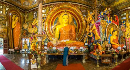 Photo for COLOMBO, SRI LANKA - FEBRUARY 11, 2020: Panorama of Gangaramaya Buddhist Temple  in Colombo in a sunny day, Sri Lanka - Royalty Free Image