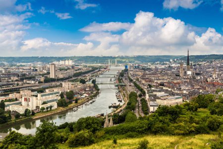 Photo for Panoramic aerial view of Rouen in a beautiful summer day, France - Royalty Free Image