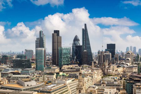 Photo for Panoramic aerial view of London, skyscrapers in the financial district, England, United Kingdom - Royalty Free Image