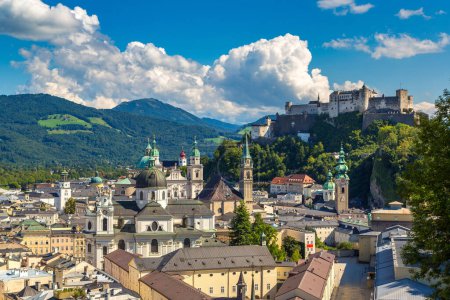 Photo for Panoramic aerial view of Salzburg Cathedral, Austria in a beautiful day - Royalty Free Image