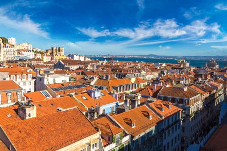 Photo for Panoramic aerial view of Lisbon in a beautiful summer day, Portugal - Royalty Free Image