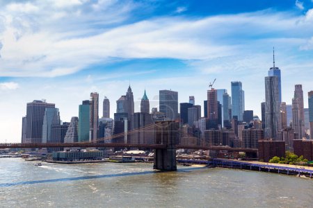Photo for Panoramic view of Brooklyn Bridge in New York City, NY, USA - Royalty Free Image