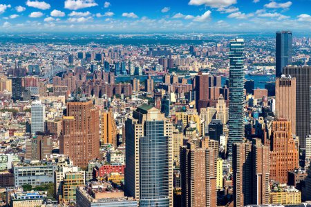 Foto de Vista aérea panorámica de Manhattan en Nueva York, NY, EE.UU. - Imagen libre de derechos