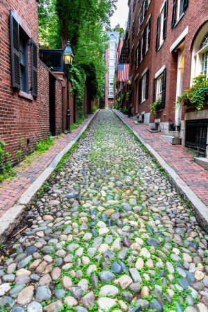Photo for Historic Acorn Street in Boston, Massachusetts, USA - Royalty Free Image
