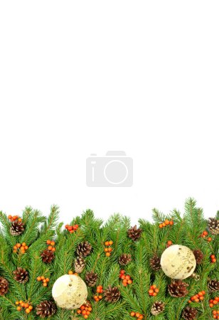 Photo for Christmas green framework isolated on white background - Royalty Free Image
