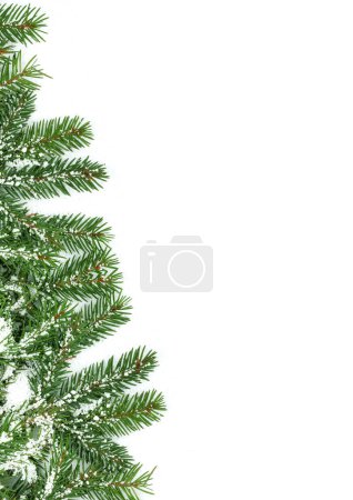 Téléchargez les photos : Cadre de Noël avec neige isolée sur fond blanc - en image libre de droit