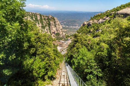 Photo for Montserrat funicular railway in a beautiful summer day, Catalonia, Spain - Royalty Free Image