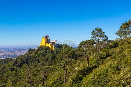 Photo for Panoramic view of Pena National Palace in Sintra in a beautiful summer day, Portugal - Royalty Free Image