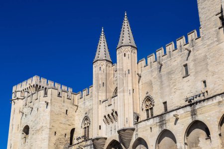 Téléchargez les photos : Palais pontifical à Avignon par une belle journée d'été, France - en image libre de droit