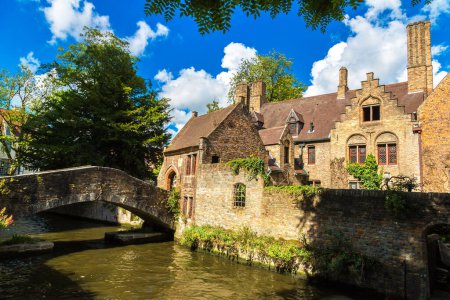 Photo for Houses along the canal in Bruges in a beautiful summer day, Belgium - Royalty Free Image