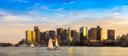 Photo for Panorama of  Boston cityscape at sunset, USA - Royalty Free Image