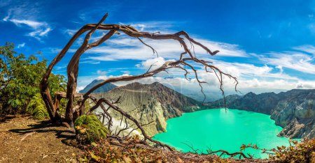 Photo for Panorama of  crater of active volcano Ijen, Java island, Indonesia - Royalty Free Image