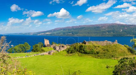 Photo for Urquhart Castle along Loch Ness lake in Scotland in a beautiful summer day, United Kingdom - Royalty Free Image
