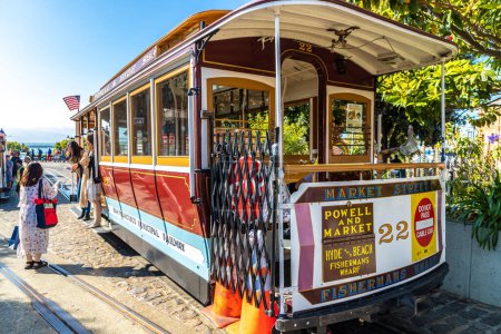 Photo for SAN FRANCISCO, USA - MARCH 29, 2020: The Cable car tram in San Francisco, California, USA - Royalty Free Image