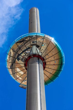 Photo for BRIGHTON, UK - JUNE 29, 2022: The British Airways i360 observation tower at Brighton beach in a sunny summer day in Brighton, East Sussex, England, UK - Royalty Free Image