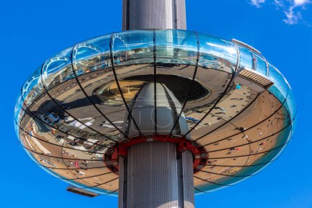 Photo for BRIGHTON, UK - JUNE 29, 2022: The British Airways i360 observation tower at Brighton beach in a sunny summer day in Brighton, East Sussex, England, UK - Royalty Free Image