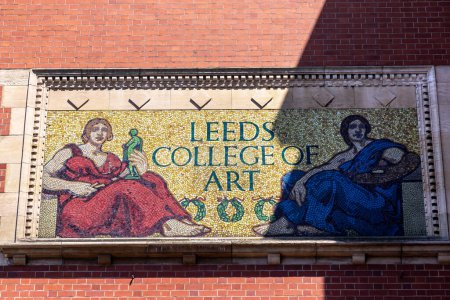 Photo for LEEDS, UK - JUNE 16, 2022: Leeeds college of art mosaic sign in a sunny summer day in Leeds, West Yorkshire, UK - Royalty Free Image