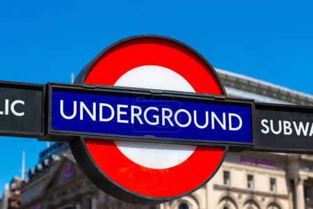 Photo for LONDON, UK - JUNE 17, 2022: London underground sign outdoor in a sunny summer day in London, UK - Royalty Free Image