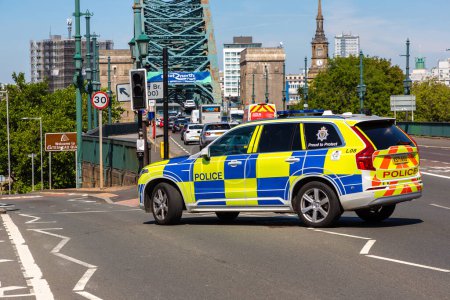 Photo for NEWCASTLE UPON TYNE, UK - JUNE 28, 2022: British police car in Newcastle upon Tyne in a summer sunny day, UK - Royalty Free Image