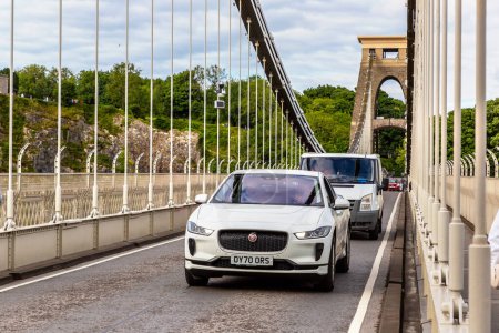 Photo for BRISTOL, UK - JUNE 29, 2022: Car approaching toll gate at Clifton Suspension Bridge in Bristol in a summer day, UK - Royalty Free Image