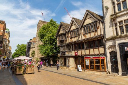 Photo for OXFORD, UK - JUNE 11, 2022: Old fachwerk half timbered house in Oxford in a summer day, UK - Royalty Free Image