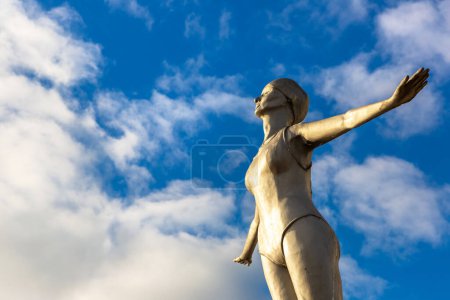 Photo for SCARBOROUGH, UK - JULY 27, 2022: Diving Belle statue in Scarborough, Yorkshire in a sunny summer day, UK - Royalty Free Image