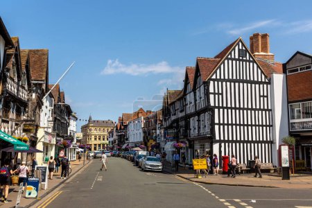 Photo for STRATFORD-UPON-AVON, UK - JUNE 11, 2022: Old fachwerk Half-timbered house in in Stratford upon Avon in a summer day, UK - Royalty Free Image