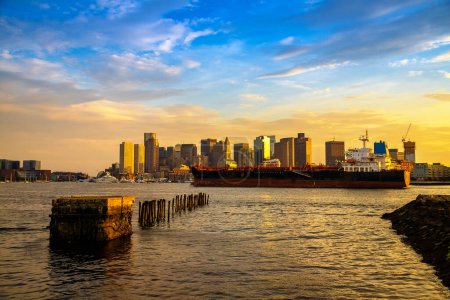 Photo for Panoramic view of Boston cityscape at sunset, USA - Royalty Free Image